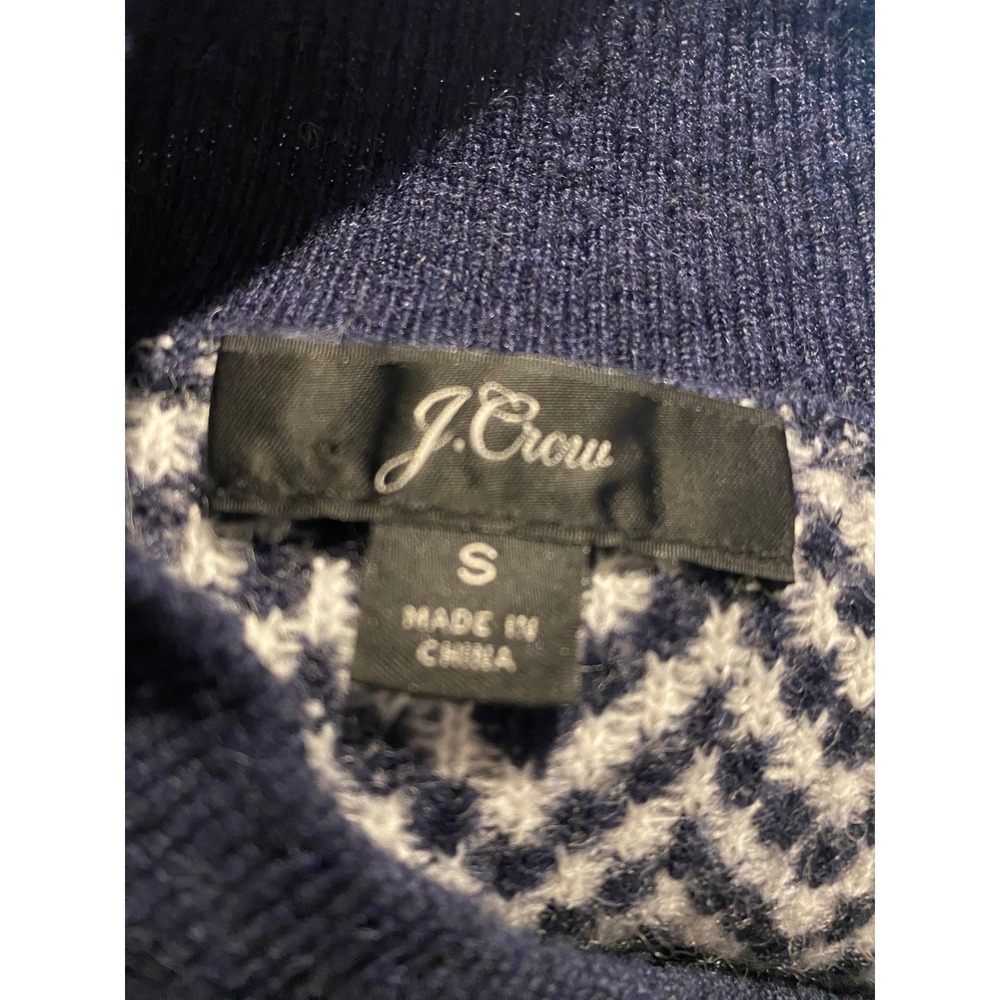 J.Crew Button Mockneck Alpaca-blend Sweater Chevron Sz Small Ivory Navy - Picture 5 of 6